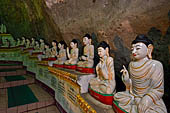 Inle Lake Myanmar. Pindaya, the famous Shwe Oo Min pagoda, a natural cave filled with thousands of gilded Buddha statues. 